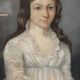 Portrait ancien au pastel sur toile d'une jeune noble, signé et daté 1899 au dos, cadre doré.