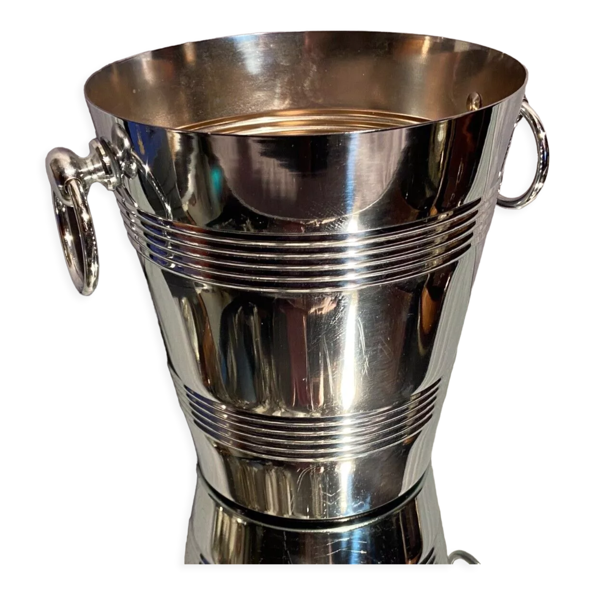 Champagne bucket with stainless steel handles