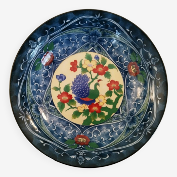 Coupe coupelle porcelaine de chine décor multicolore motif paon fleur de cerisier