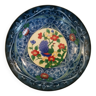 Coupe coupelle porcelaine de chine décor multicolore motif paon fleur de cerisier