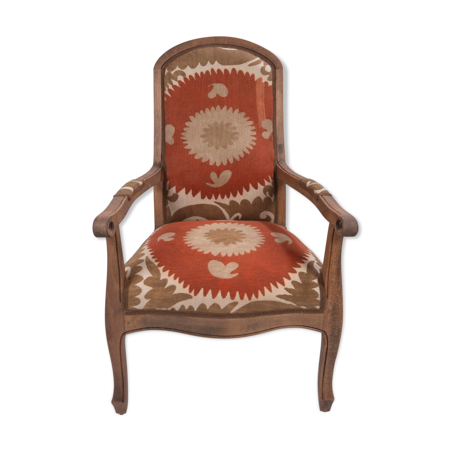 Boho Chic Suzani Embroidered Bergere Chair