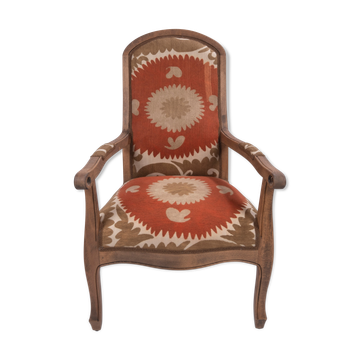 Boho Chic Suzani Embroidered Bergere Chair