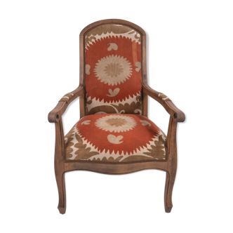 Boho Chic Suzani Embroidered Bergere Chair