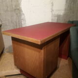 Vintage 50's 60's. Office in oak and red moleskine. TBE