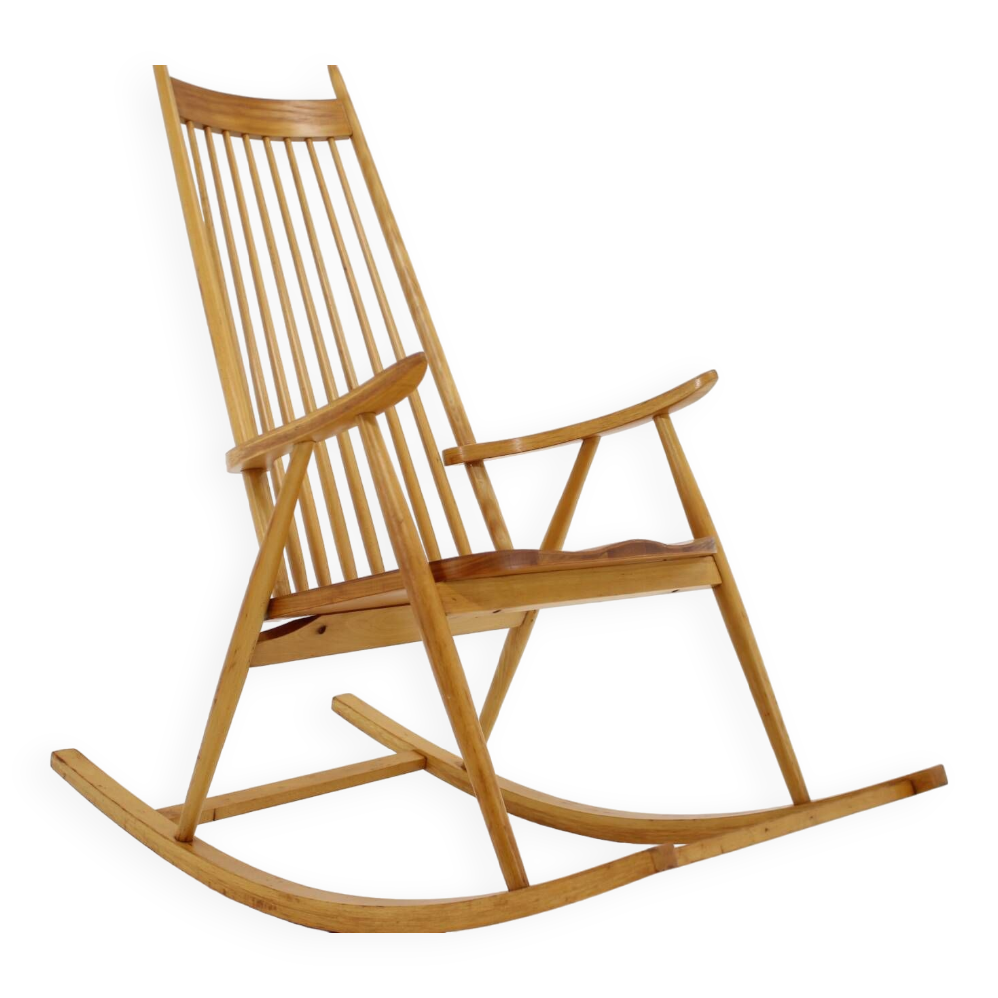 1960s Mid-century Wooden Rocking Chair, Czechoslovakia