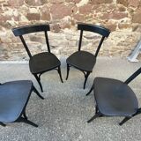 4 French chairs, Café brasserie model, curved wood from the 1970s