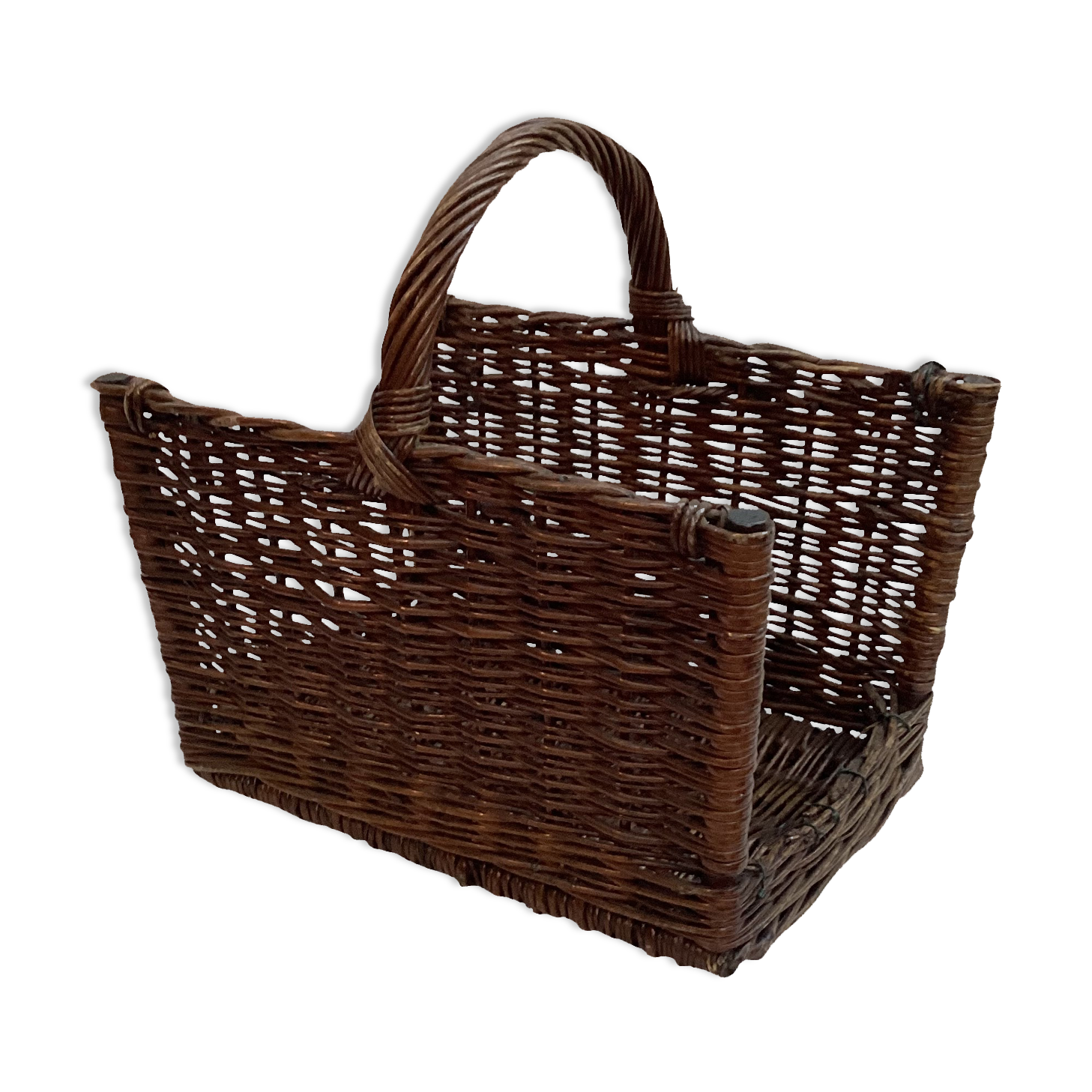Wicker, vintage rattan pyre basket