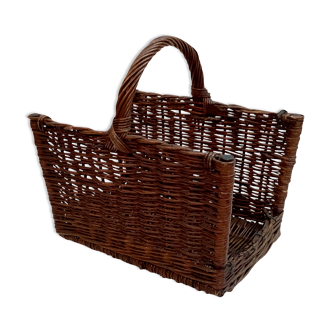 Wicker, vintage rattan pyre basket