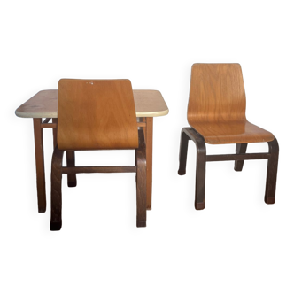 Scandinavian children's desk and two chairs
