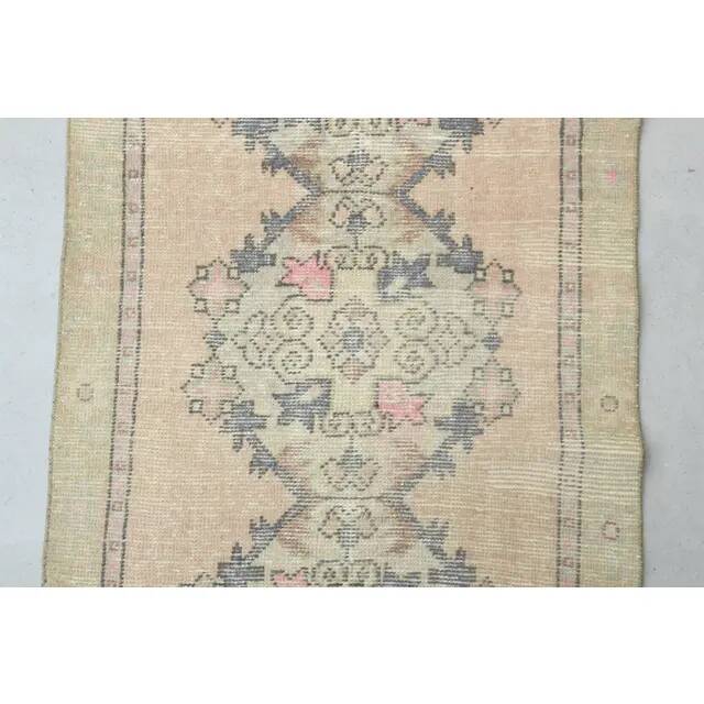 1970s vintage Turkish hand-knotted wool cotton pink runner rug 85x273