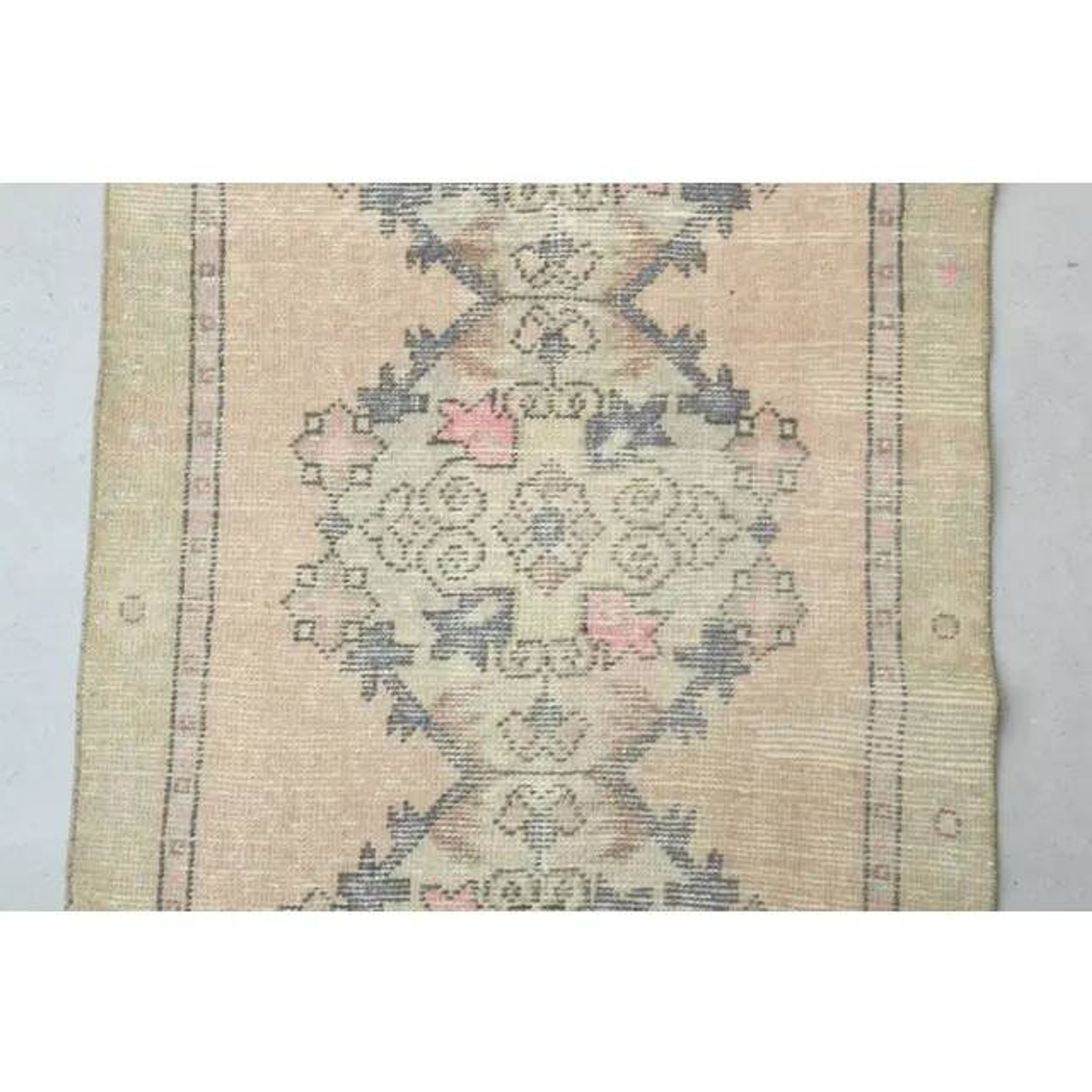 1970s vintage Turkish hand-knotted wool cotton pink runner rug 85x273