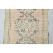 1970s vintage Turkish hand-knotted wool cotton pink runner rug 85x273