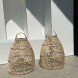 Rattan pendant lamp in the shape of bell D25 H28