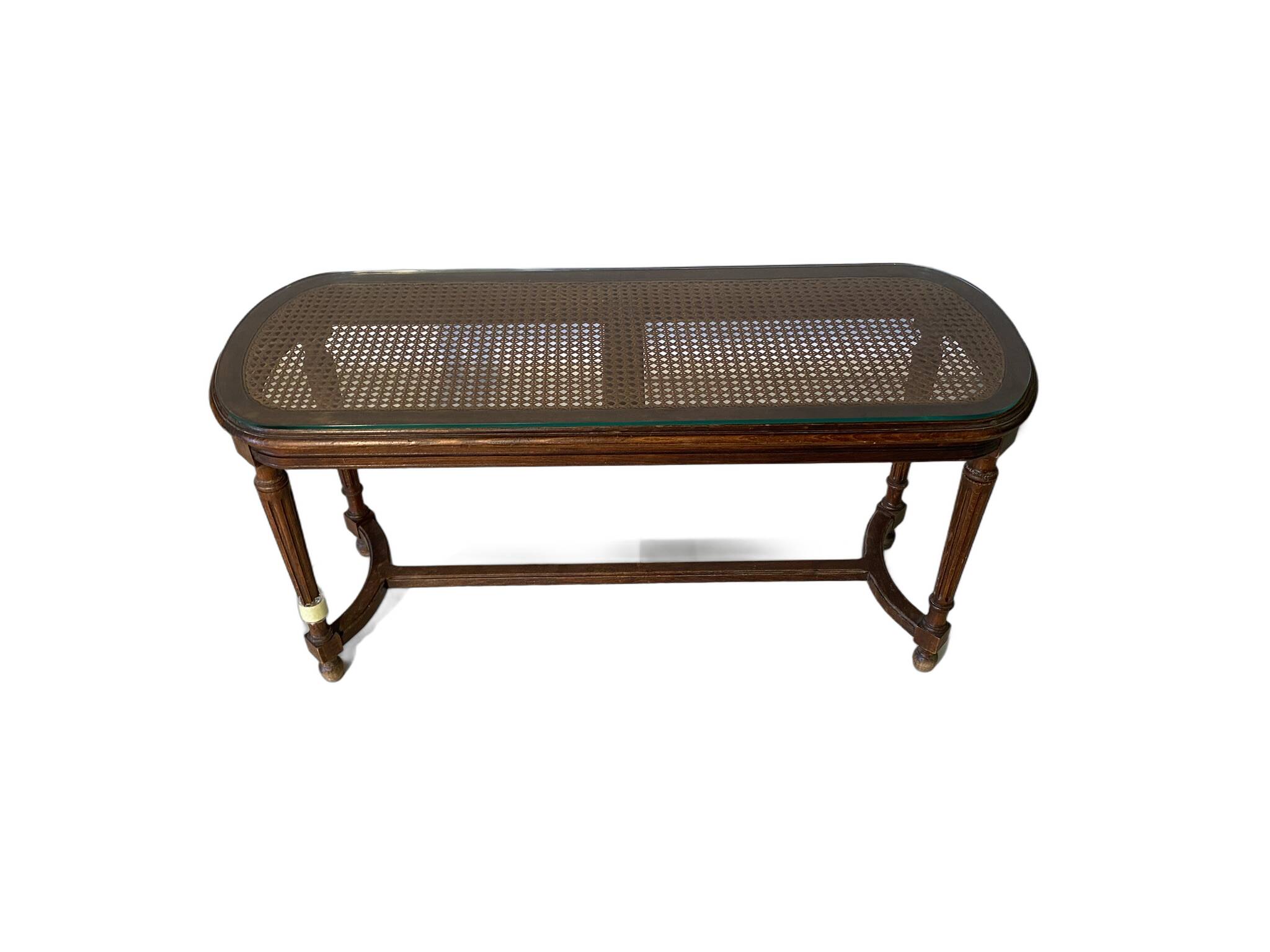 Louis XVI style 2-seater caned piano bench