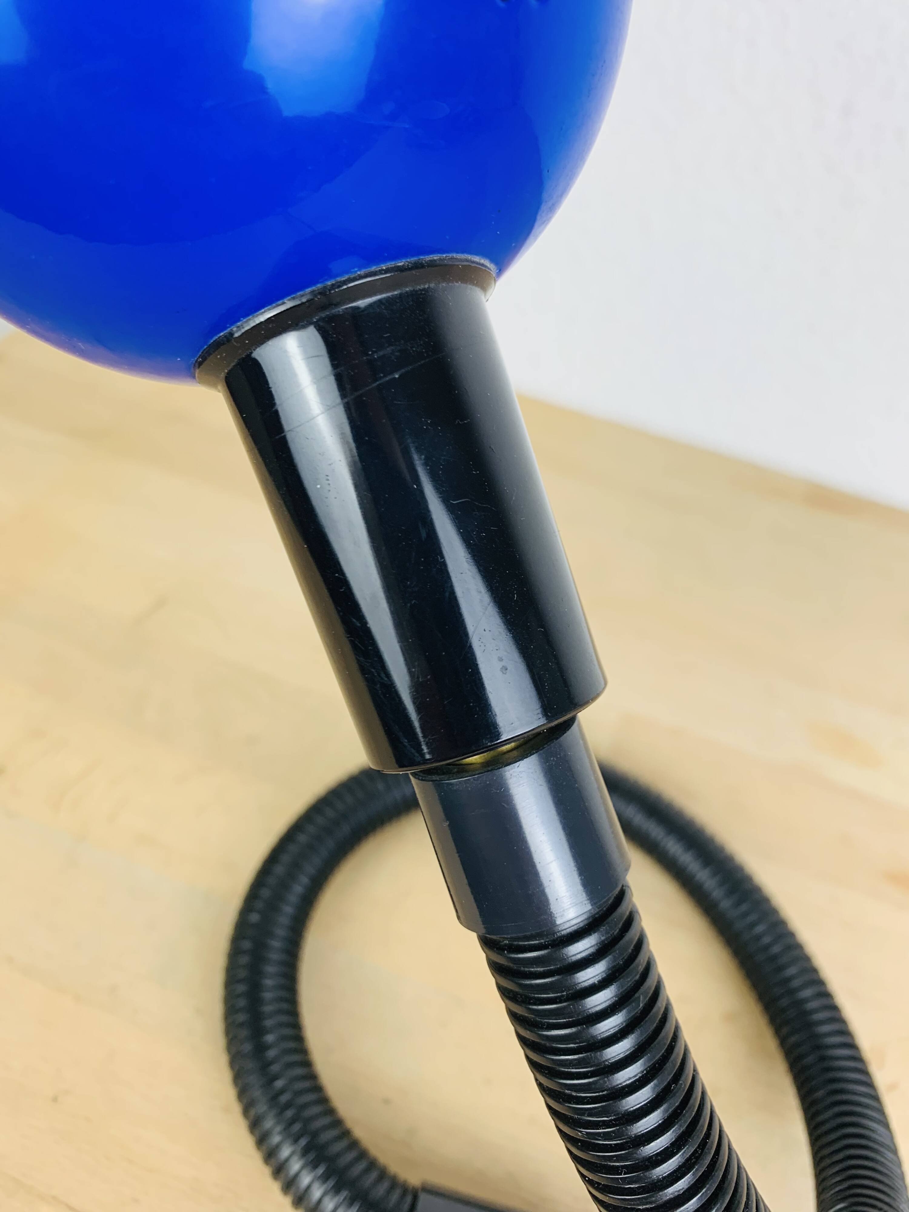 Blue flexible snake lamp, 80s, vintage