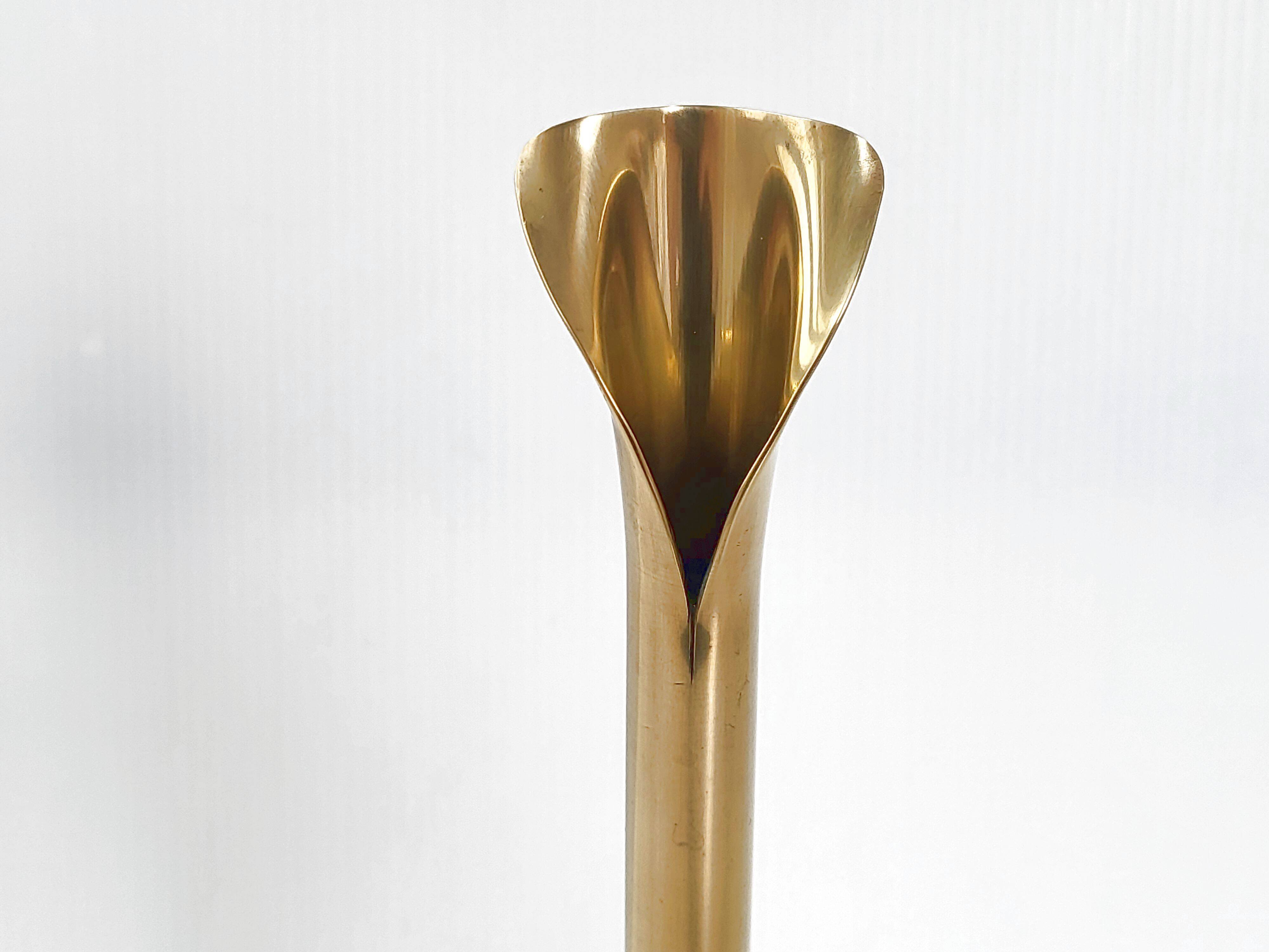 Vintage 1970 soliflore vase in gilded brass