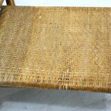 Fauteuil en rotin avec pouf escamotable, 1970