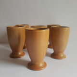 Set of 6 stoneware mazagrans CNP gres village France vintage