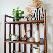 Etagère, bibliothèque en rotin ancienne