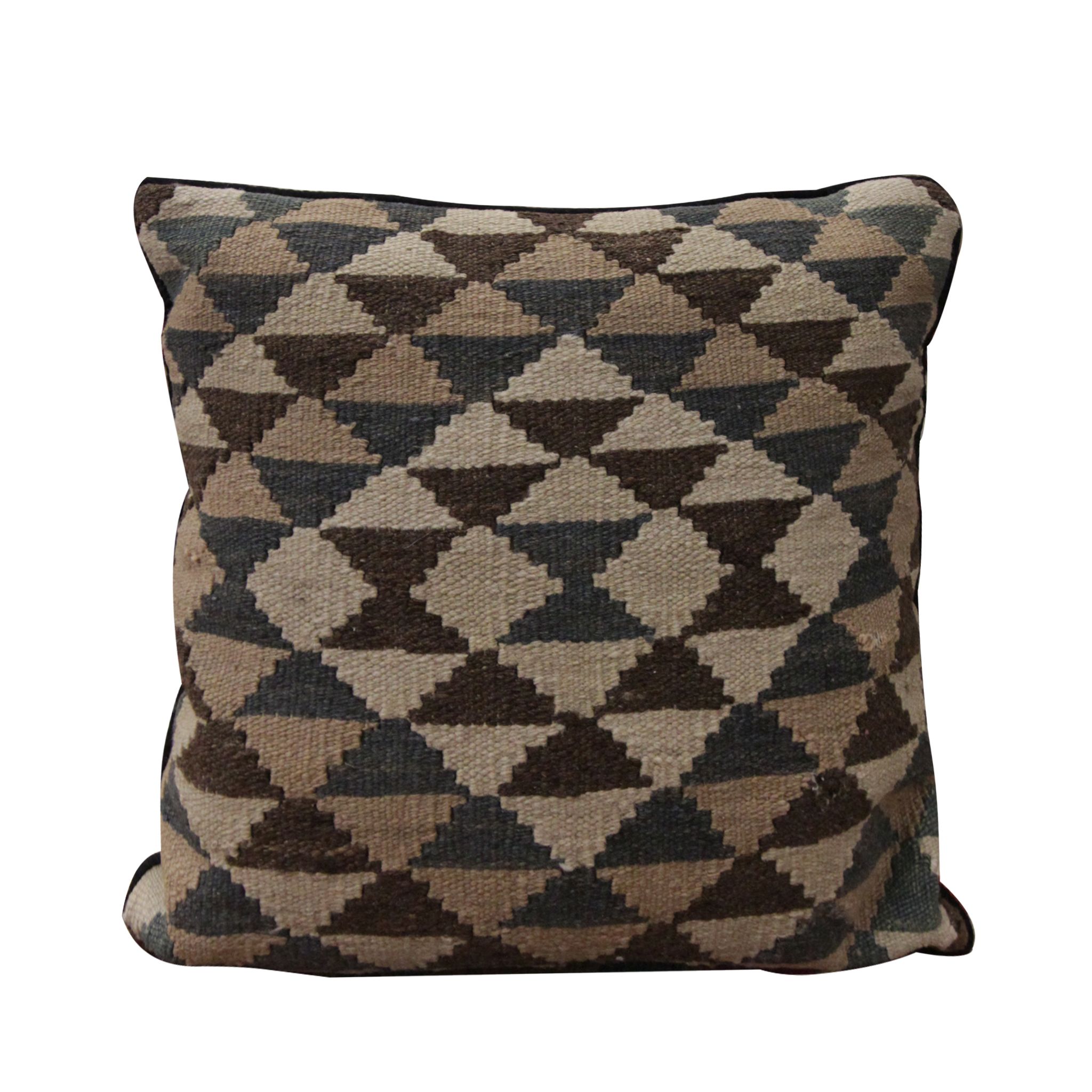 Handmade Flatwoven Kilim Cushion Cover Vintage Turkish Scatter Pillow