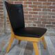 Chair 50 years in wood and faux black leather cocktail
