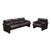 Leather living room set, Italian design, 1960s, manufacturer: B&B Italia, d