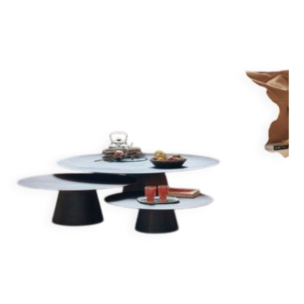 Table Basse Beside 75cm – Métal Thermo-laqué Noir – Maison de Vacances