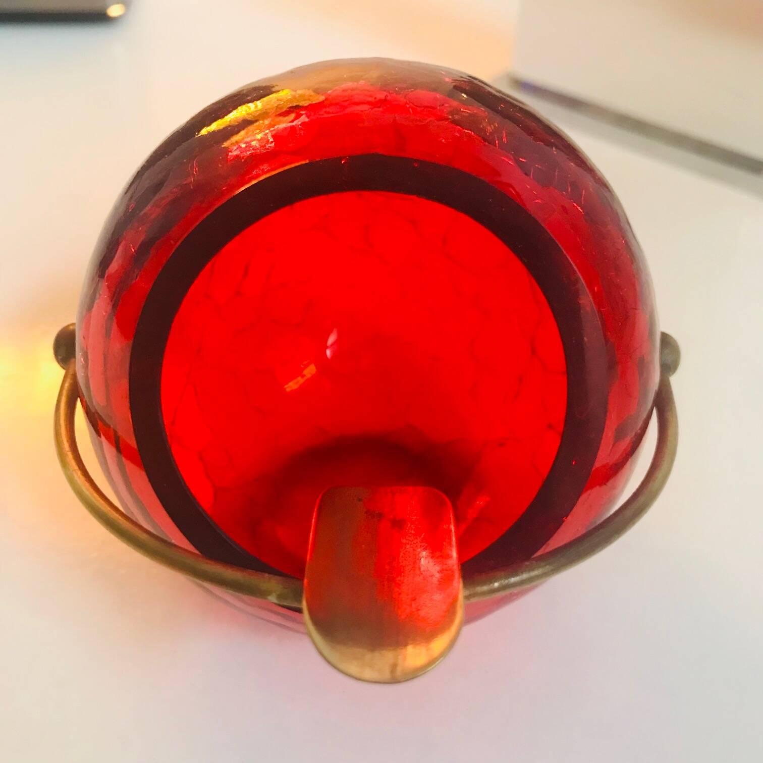 Vintage Ashtray • Frosted Crystal • Copper • Marita Voigt • Harzkristall • Space Age • 1970