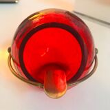 Vintage Ashtray • Frosted Crystal • Copper • Marita Voigt • Harzkristall • Space Age • 1970