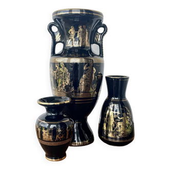 set of 3 Spyropoulos vase 24k gold