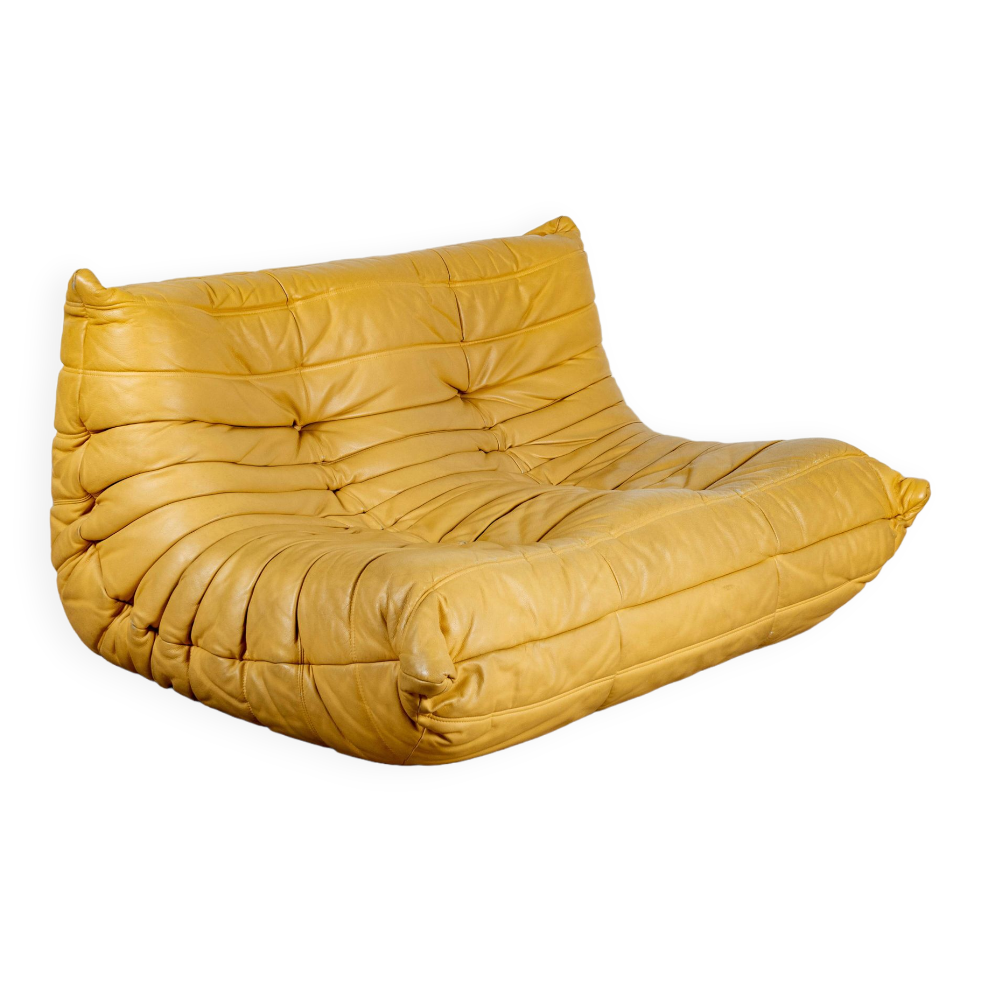 Togo gold leather sofa by Michel Ducaroy for Ligne Roset 1973