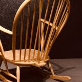 Rocking chair mid-century in light elm by Lucian Ercolani for Ercol