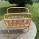 Vintage bamboo and rattan magazine holder 1960