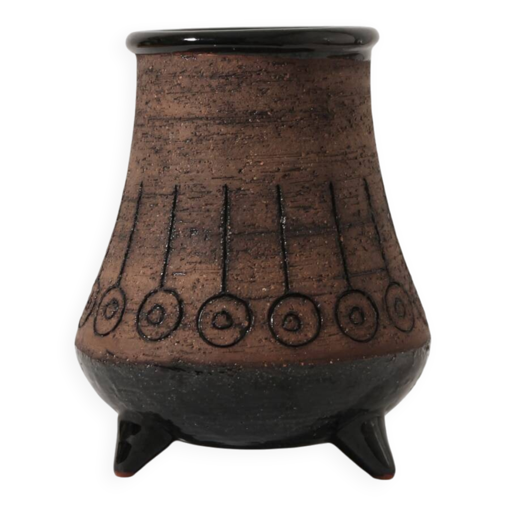 Vase Rond Rouge Unique En Céramique - Ingrid Atterberg, Suède, 1979