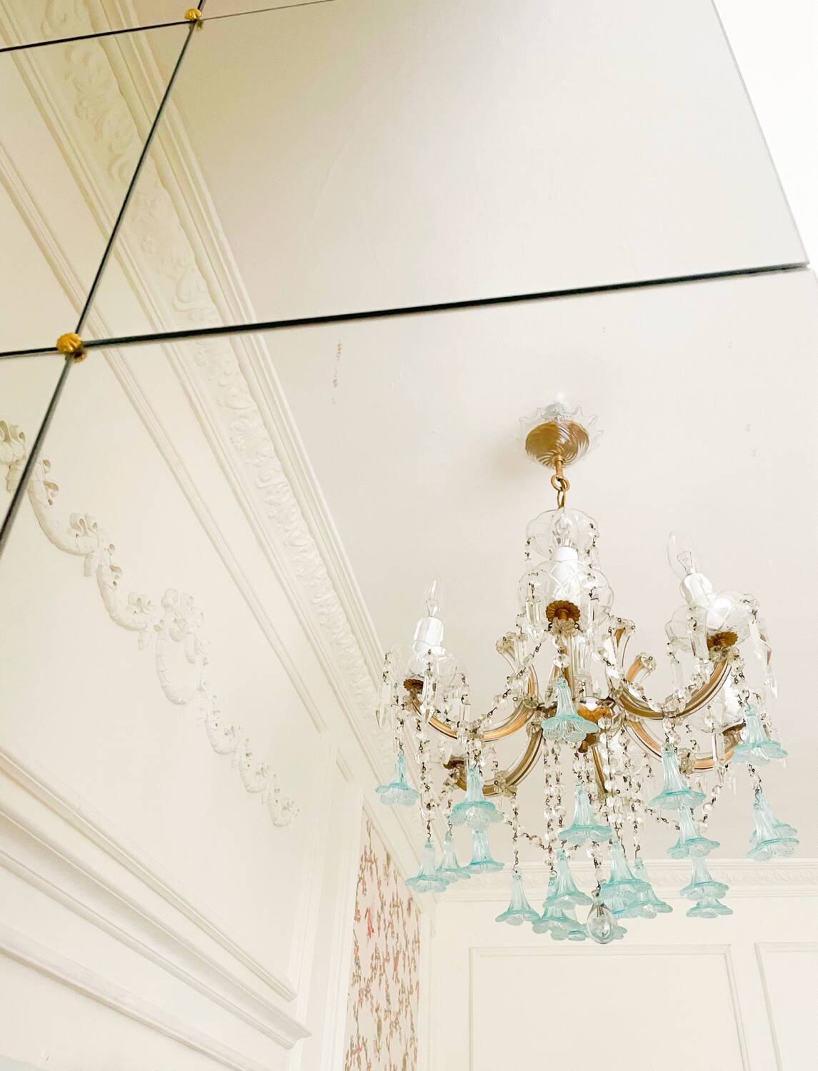 Lustre Marie-Thérèse en cristal et verre de Murano bleu