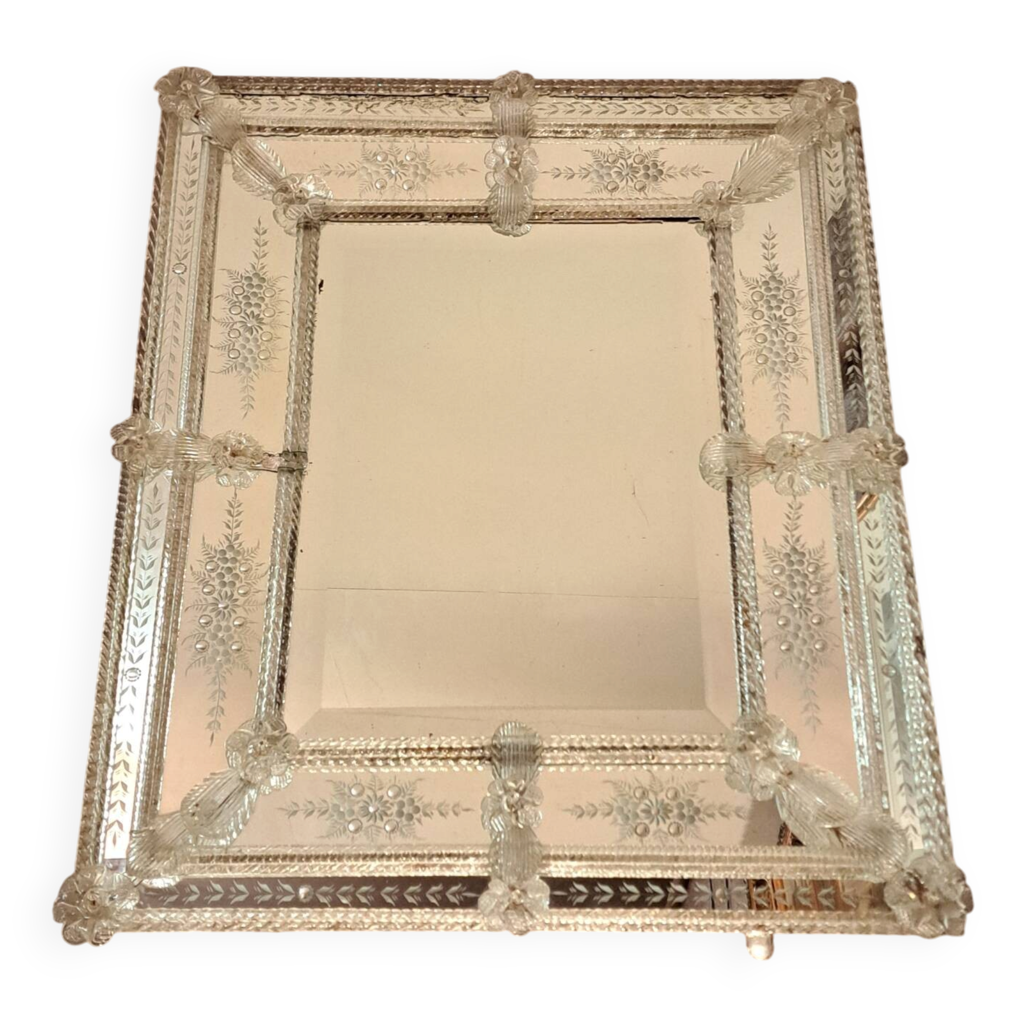 Venetian mirror with Murano glass frame