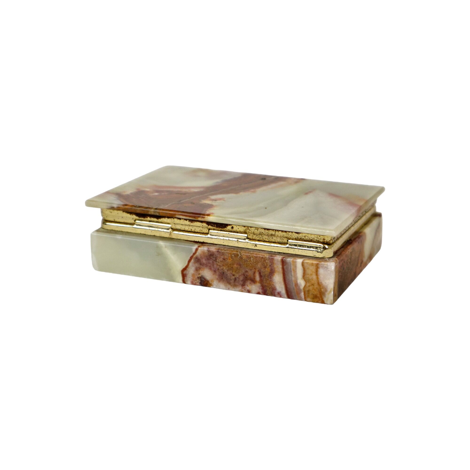 Boîte à cigarettes italienne vintage en marbre onyx bijoux bibelots 14cm
