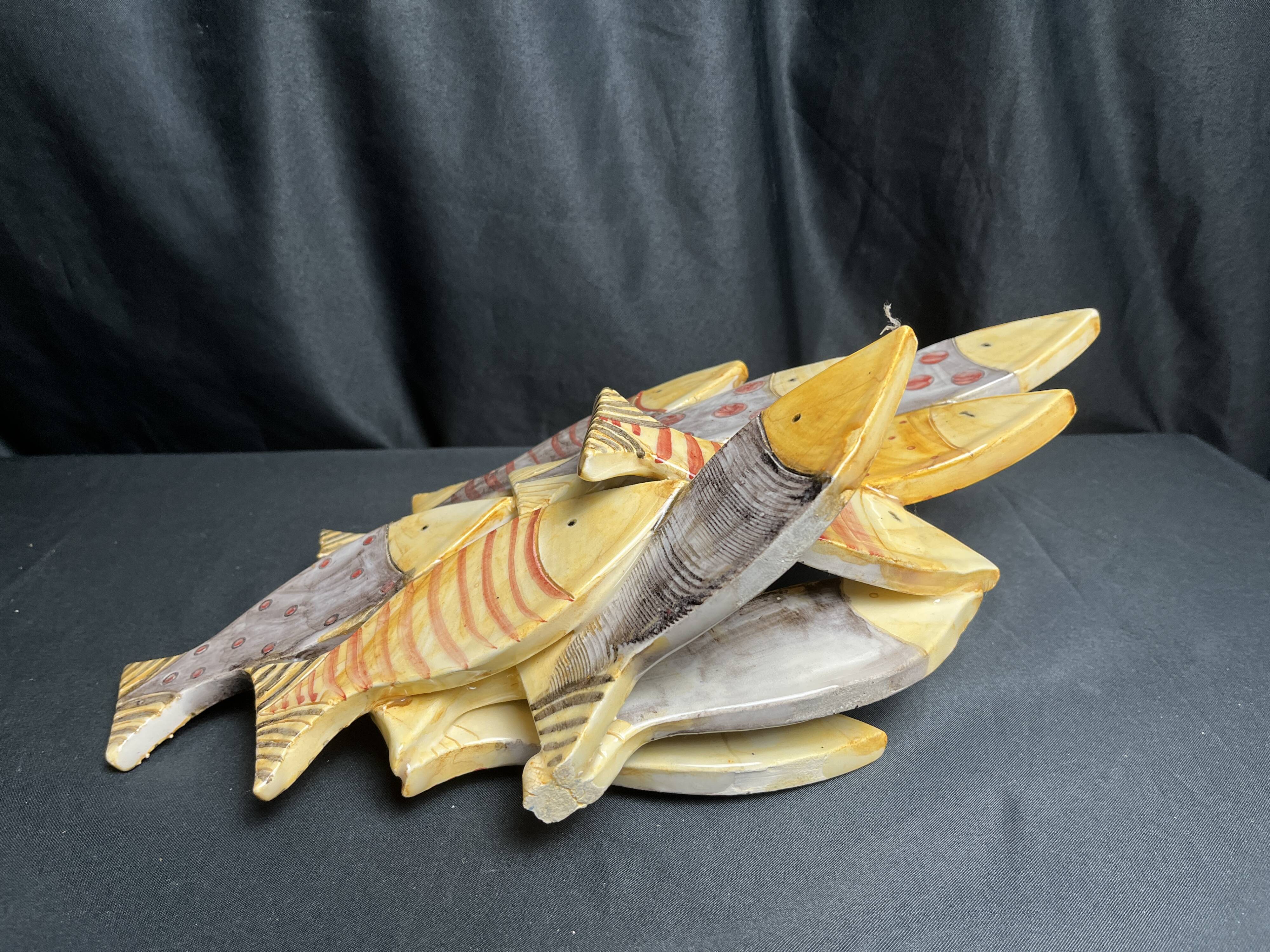 Decorative ceramic fish set circa 1980