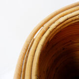 Vintage boho rattan sun vase in the style of Gabriella Crespi - H:70cm