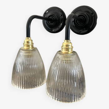 Pair of holophane vintage wall sconces