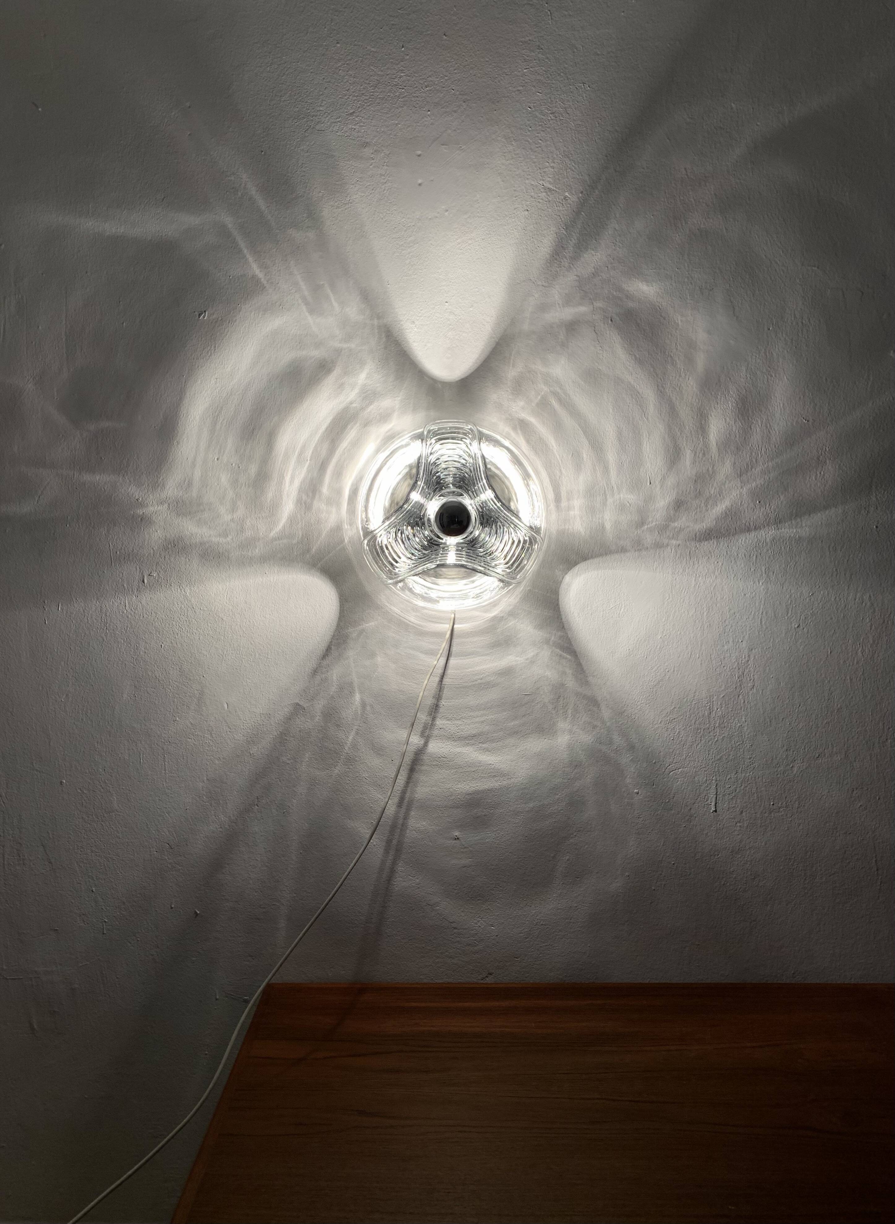 1 of 2 XL Wave Wall Lamps or Flush Lights by Koch and Lowy for Peill and Pu