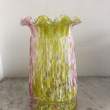 Old Clichy vase blown pink and yellow