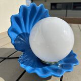 Vintage blue opaline shell lamp