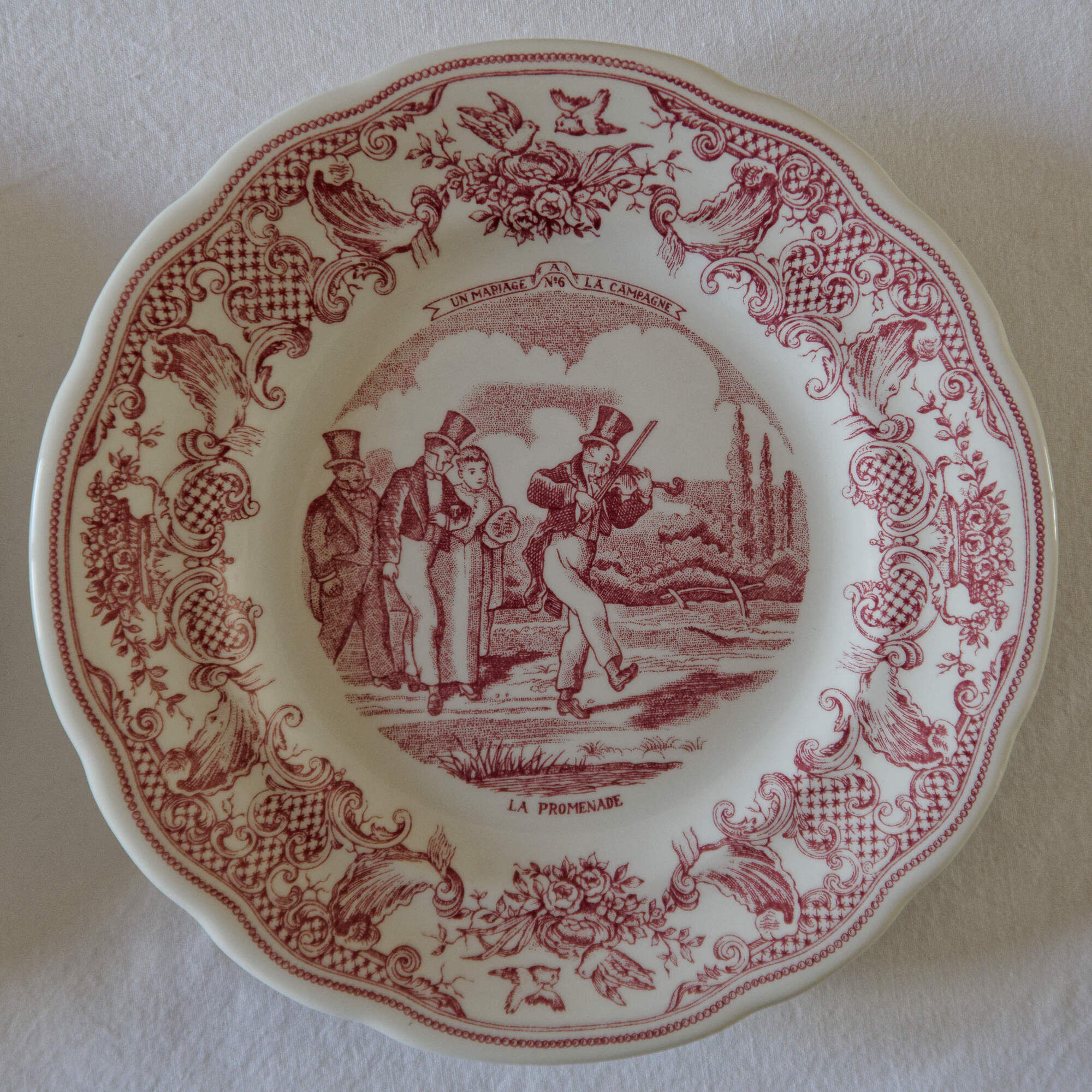 Lot 6 plates with dessert Gien "wedding in the countryside"