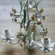 Lustre vintage tôle peinte à fleurs