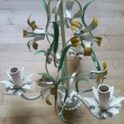 Lustre vintage tôle peinte à fleurs