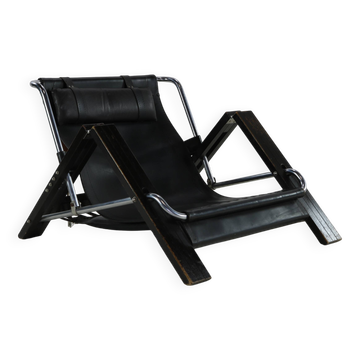 Seventies leather grasshopper lounge object by Sonja Wasseur