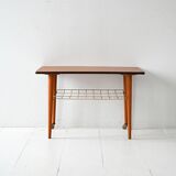 Vintage Scandinavian coffee table in teak with brass shelf