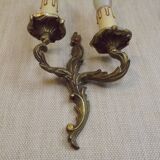 Elegant Vintage French Bronze Double Wall Sconces with Acanthus Leaf Detail 5111