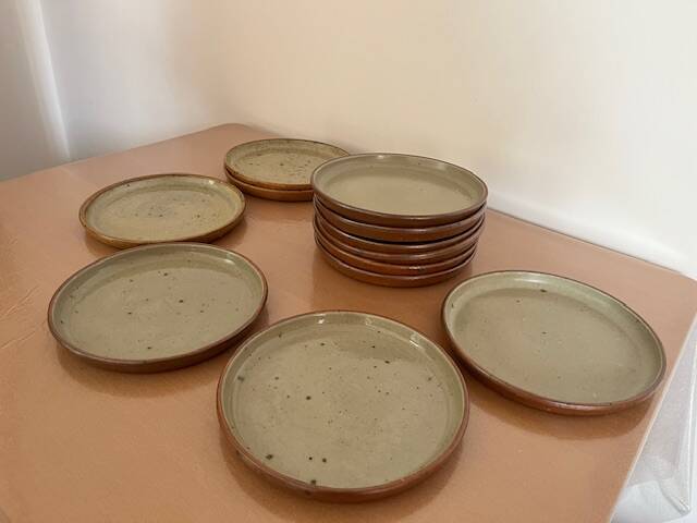 Set of 12 stoneware dinner plates